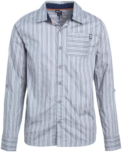 DKNY Boys' Shirt - Classic Fit Woven Long Sleeve Button Down Shirt - Casual Collared Shirt for Boys (8-20) DKNY