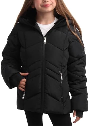 DKNY Girls' Winter Coat - Sherpa Fur Lined Heavyweight Quilted Puffer Parka - Insulated Winter Ski Jacket for Girls (4-16) DKNY