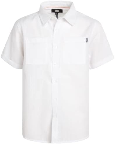 DKNY Boys' Shirt - Classic Fit Short Sleeve Button Down Shirt (Size: 4-20) DKNY