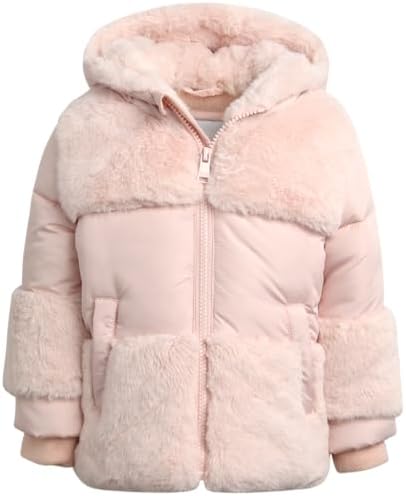 DKNY Infant Toddler Baby Girls' Winter Coat- Polar Fleece Lined Hooded Quilted Bubble Puffer Jacket for Girls (12M-4T) DKNY