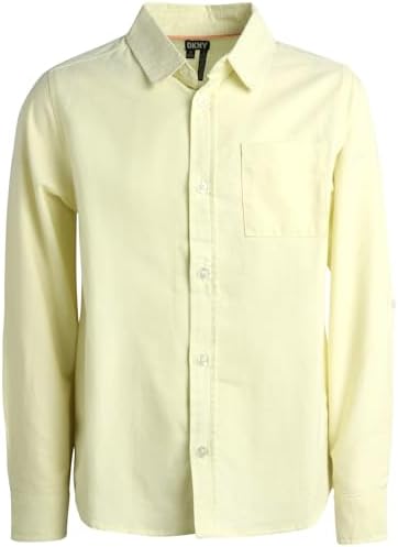 DKNY Boys' Long Sleeve Shirt - Casual Boys Button Down Collared Dress Shirt - Kids Long Sleeve Shirts for Boys (Sizes: 4-20) DKNY