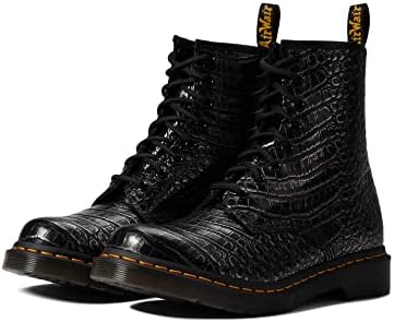 Dr. Martens 1460 Boots for Women - Goodyear Welt Construction, Z-Welt Stitching, Cushioned Footbed, and Color-Full Prints Gunmetal Wild Croc Emboss UK 5 (US Women's 7) M Dr. Martens