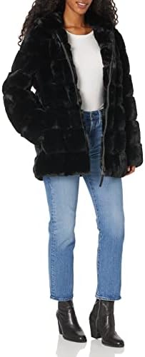 DKNY Womens Faux Fur Coat DKNY