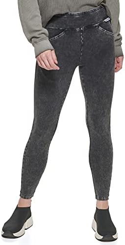 DKNY Women's Stretchy Everyday Mid Rise Logo Leggings DKNY