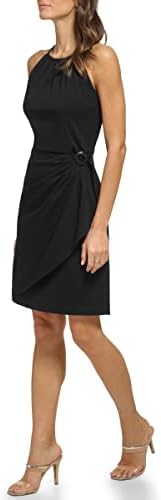 DKNY womens Sleeveless Halter Dress With Hardware DKNY