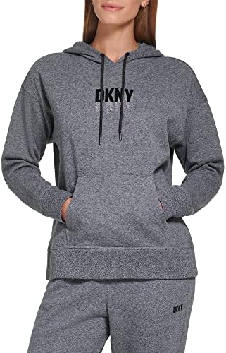 Женское Худи DKNY Ivory Cotton Blend с Карманами и Капюшоном на Шнурке DKNY