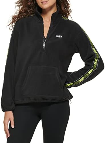 DKNY Women's Sport Flip Logo Tape Quarter Zip Jacket DKNY