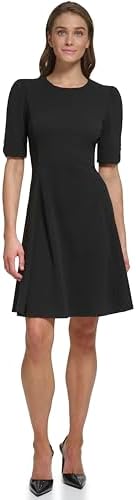 DKNY womens Button Short Sleeve Fit and Flare Dress DKNY