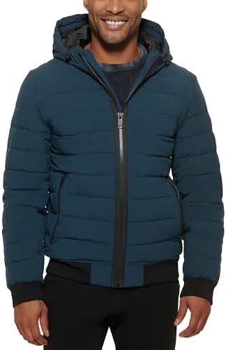 DKNY Men's Quilted Performance Hooded Bomber Jacket DKNY