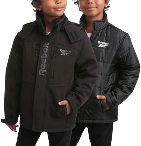 Reebok Boys' Winter Coat – Waterproof Softshell Jacket with Removable Puffer Parka – System Ski Jacket for Boys (8-20) Reebok