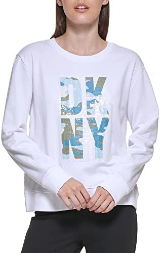 DKNY Women's Sequin Logo Easy Sportswear Sweatshirt DKNY