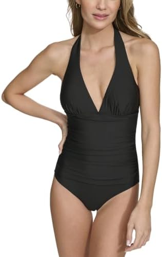 DKNY Women's Trangle Halter One Piece Swimsuit DKNY