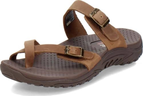 Skechers Women's Reggae-Carribean-Double Buckle Toe Thong Slide Sandal SKECHERS