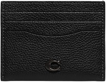 Coach Women's Flat Card Case in Pebble Leather with Sculpted C Hardware Branding Credit Holders COACH