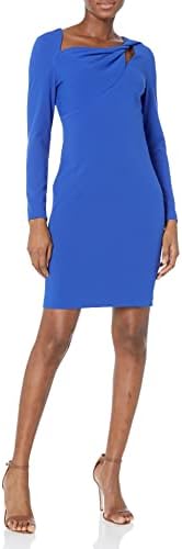 DKNY Women's Short Sleeve Scuba Crepe Twist Neck Sheath DKNY