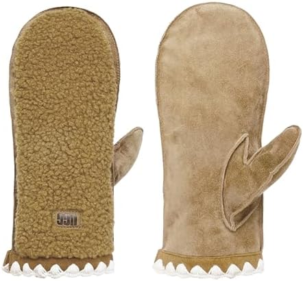 UGG Women's UGGFluff Scalloped Mittens - Genuine Leather Shell UGG