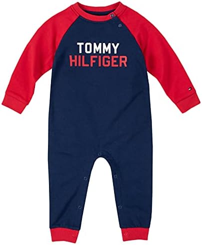 Tommy Hilfiger Baby Boys Coverall with Button Closure, Everyday Casual Wear, Comfortable & Stylish Fit, Navy/White Tommy Hilfiger