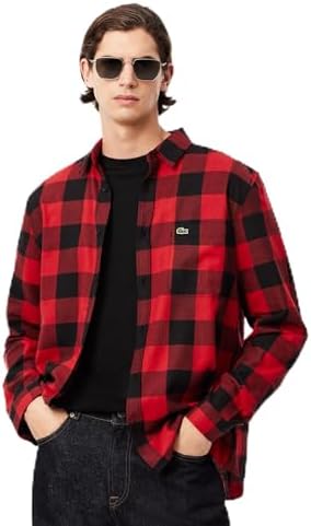 Lacoste Men's Cotton Twill Plaid Overshirt Lacoste