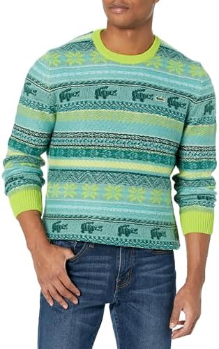 Lacoste Men's Crew Neck Jacquard Fair Isle Sweater Lacoste