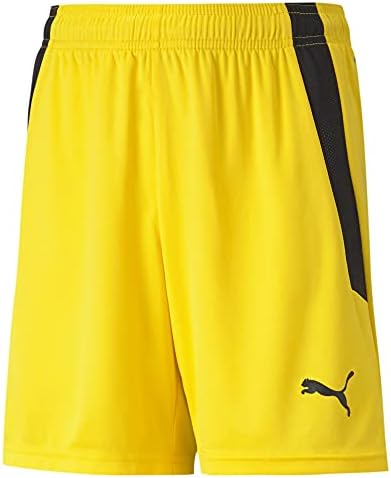 PUMA unisex child Teamliga Shorts, Cyber Yellow-puma Black, Large US PUMA