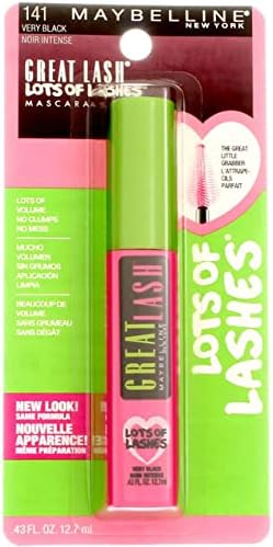 Maybelline New York Great Lash Lots of Lashes Washable Mascara, Very Black .43 Ounces (Pack of 3) MAYBELLINE