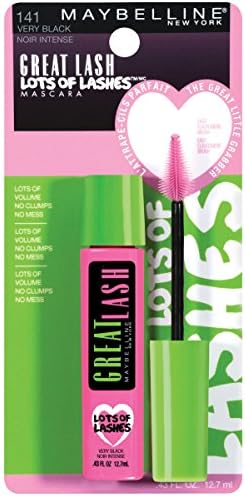 Maybelline Great Lash Lots of Lashes Washable Mascara, Very Black [141] 0.43 oz (Pack of 6) MAYBELLINE