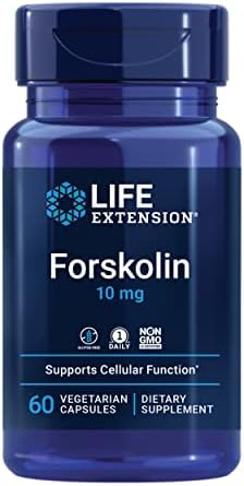 Life Extension Forskolin, Coleus forskohlii, Cellular Energy Health Support Supplement, 10 mg, standardized Extract, Non-GMO, Gluten-Free, Vegetarian, 60 Capsules, 1-2 Month Supply Life Extension