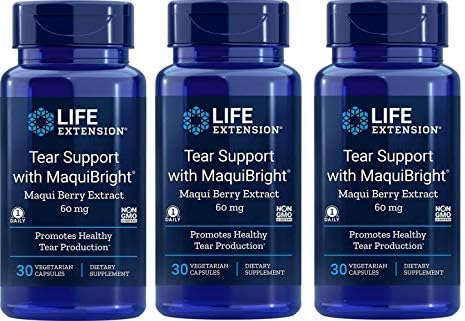 Tear Support with MaquiBright 60 mg, 30 Vegetarian Capsules-Pack-3 Life Extension