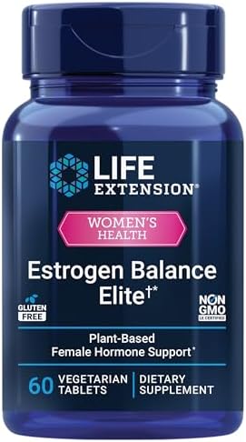 Life Extension Estrogen Balance Elite, Menopause Support Supplement, Hormone Balance, hot Flashes, Night Sweats, Vaginal Dryness, Gluten-Free, Non-GMO, Vegetarian, 60 Tablets Life Extension