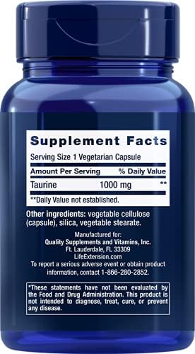 Taurine 1000 mg, 90 Vegetarian Capsules-Pack-3 Life Extension