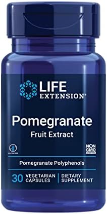 Life Extension Pomegranate Fruit Extract, 500 mg, antioxidant polyphenols for Cardiovascular Health, superfood, Gluten Free, Non-GMO, Vegetarian, 30 Capsules Life Extension