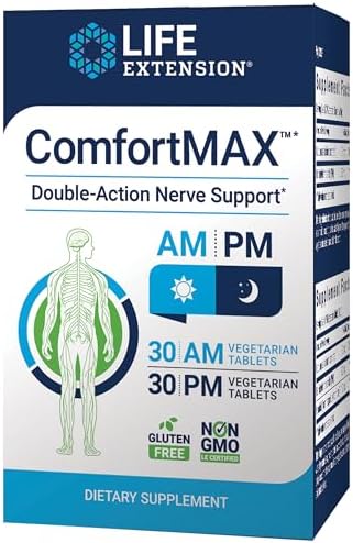 Life Extension ComfortMAX™, honokiol and Pea for Nerve Support & discomfort Relief, Gluten-Free, Non-GMO, Vegetarian, 60 Tablets Life Extension