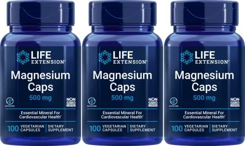 Life Extension Magnesium Vegetarian Capsules, 500 mg, 100 Count x 3 Life Extension