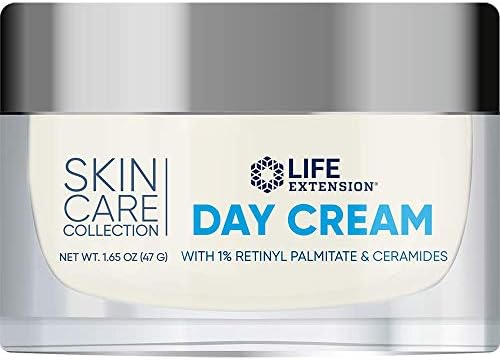 Life Extension Skin Care Collection Day Cream, retinyl palmitate, rice bran ceramides, shea butter, green tea, daytime nourishment to regenerate collagen & moisturize skin, 1.65 oz (47 g) Life Extension