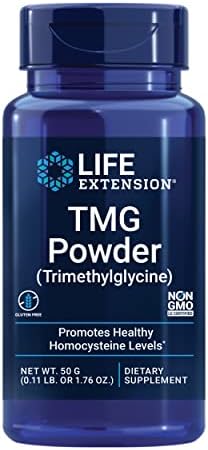 Life Extension TMG Powder – Trimethylglycine – Helps Maintain Normal Homocysteine Levels, Heart Health – Gluten-Free, Non-GMO, Vegetarian – Net Wt. 50 g (0.11 lb. or 1.76 oz.) Life Extension