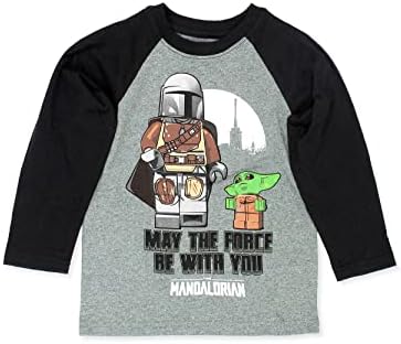 LEGO Star Wars The Mandalorian Boys Long Sleeve T-Shirt Tee (4, Gray) Lego