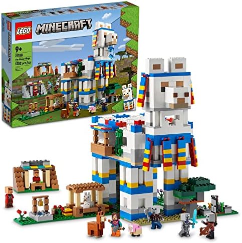 LEGO Minecraft The Llama Village Farm House Toy Building Set 21188, Minecraft Gift Idea for Kids, Boys, Girls Age 9+ Years Old, Create a Minecraft Village with 6 Customizable Buildings and Minifigures Lego