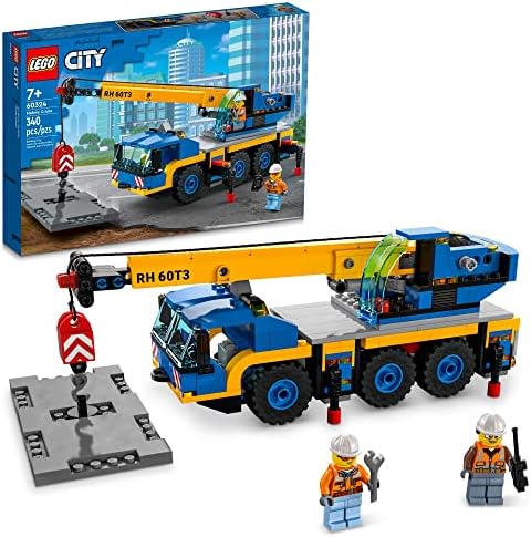 LEGO City Great Vehicles Mobile Crane Truck Toy Building Set 60324 - Construction Vehicle Model, Featuring 2 Minifigures with Tool Toys Kit and Road Plate, Playset for Boys and Girls Ages 7+ Lego