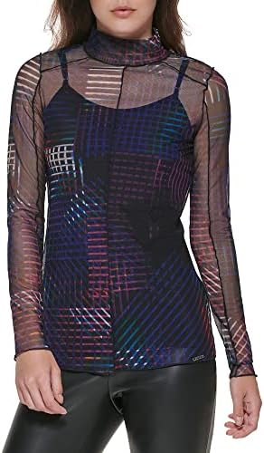 DKNY Women's Mesh Lined Sheer Sportswear Top DKNY