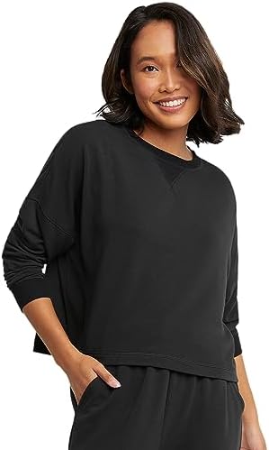 Hanes Women's Originals Sweatshirt, Soft Brushed Fleece Cropped Pullover, Plus Hanes