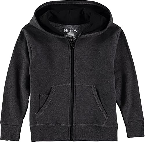 Hanes Big Boys' ComfortBlend EcoSmart Full-Zip Hoodie (Large, Slate Heather Grey, l) Hanes