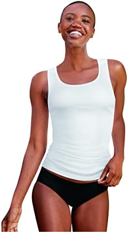 Hanes Undershirt, Ribbed Value Pack, Comfortable 100% Cotton Tank Tops for Women, 6-Pack Hanes