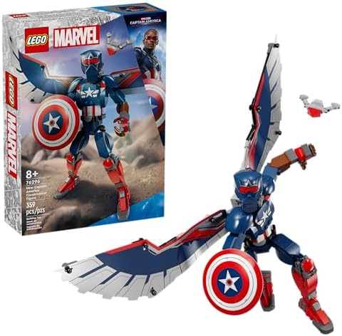 LEGO Marvel New Captain America Construction Figure - Buildable Action Figure - Birthday Gift for Boys and Girls Ages 8+ - Avengers Super Heroes Toy for Kids - 76296 Lego