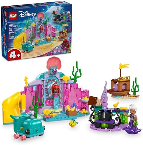 LEGO Disney Princess Ariel’s Crystal Cavern, Buildable Disney Toy Playset for Kids, Ariel Princess Mermaid Mini Doll and Fish Figure, Treasure Chest, Gift for Girls and Boys Ages 4 and Up, 43254 Lego