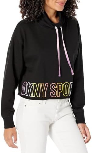 DKNY Women's Cowl Neck Cropped Drawstring Pullover DKNY