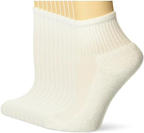 Hanes Girls' White Ankle Socks Pack, Cushioned Socks, Uniform Socks For Girls', 10-Pairs Hanes