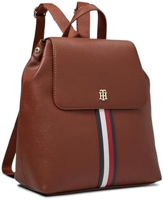 Tommy Hilfiger Ruby II Flap Backpack-Pebble PVC Heritage Brown One Size Tommy Hilfiger