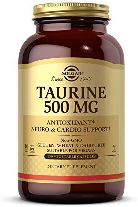 Solgar Taurine 500 mg, 250 Vegetable Capsules - Antioxidant - Brain & Heart Health - Amino Acid - Vegan, Gluten Free, Dairy Free, Kosher, Halal - 250 Servings Solgar