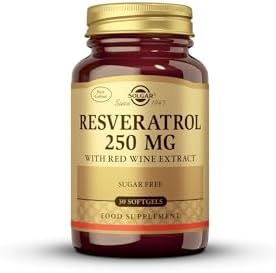 Solgar Resveratrol with Red Wine Extract, 250 mg, 30 Softgels - Antioxidant Protection - Immune Support - Red Wine Polyphenol - Non-GMO, Gluten Free, Dairy Free - 30 Servings Solgar