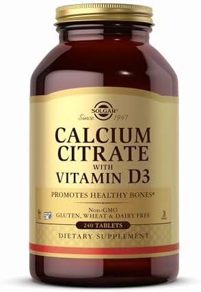 Solgar Calcium Citrate with Vitamin D3-240 Tablets - Non-GMO, Gluten Free, Kosher, Halal - 60 Servings Solgar